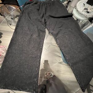 4 / $20 Ardene Mineral Wash Wide Leg Charcoal Joggers